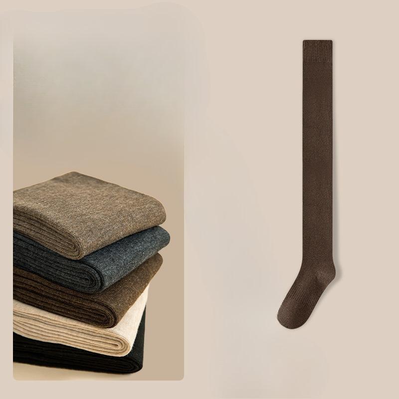 Fleece Oberschenkelstrümpfe, Damen Herbst- und Winter Verdickte Warme Kniehohe Socken, Sportkorsett Hohe Socken, Schweißabsorbierende Baumwollsocken