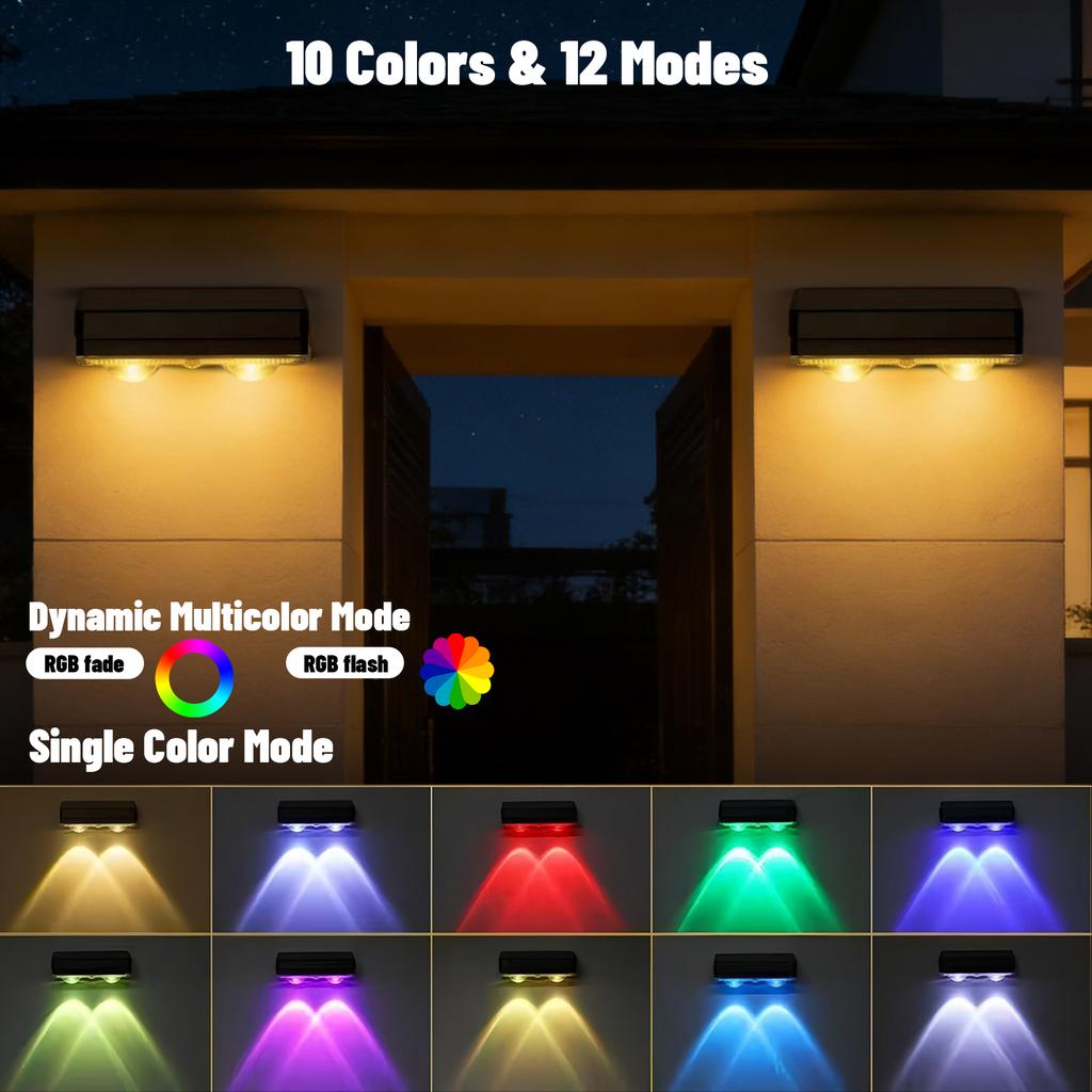 Solar-powered Outdoor Garden Lights, Streetlights, Balcony - Lights, Wall Washer Lights, And Wall Lamps For Garden And Fence Decoration.