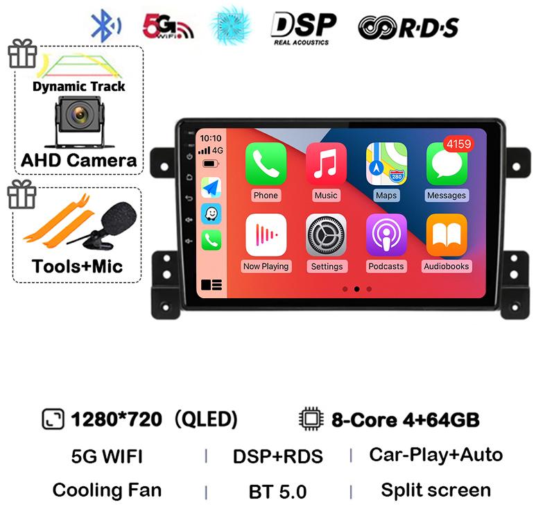 Android 14 Carplay Auto 4G+WiFi DSP For Suzuki Grand Vitara 2005-2015 Car Radio Multimedia Video Player GPS Head Unit Stereo BT