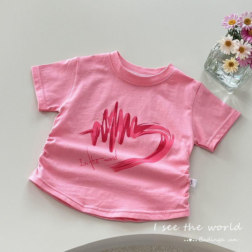 Girls' Summer 2025 Pure Cotton Short Sleeve Baby Top - Stylish A-Class Children's T-Shirt
