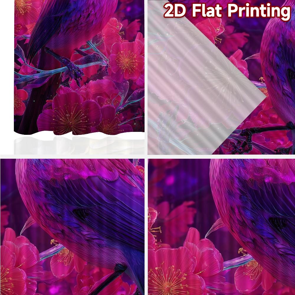 2D Flat Printing,2pcs Floral Birds in Twilight Modern Curtain Fabric Durable 100% Polyester Fabric Curta Decorations Inside