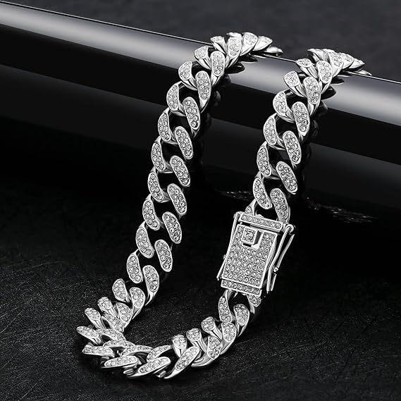 Gold Rhinestone Cuban Chain Pet Necklace - Zinc Alloy Choker for Cats & Dogs