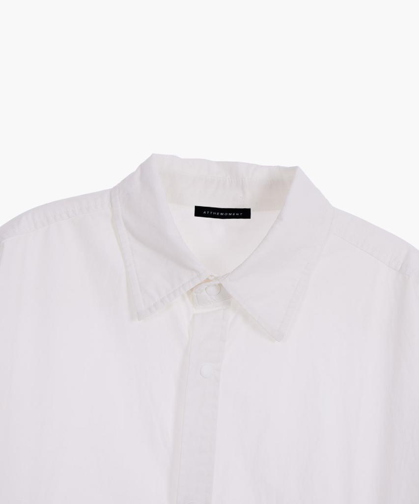 AT THE MOMENT Garment Washed Pocket Shirt Jacket_White