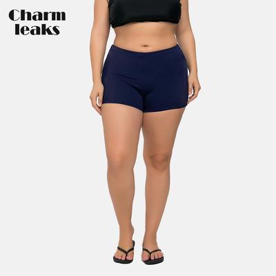 Pantaloncini da bagno per donna Pantaloncini tankini Boyleg taglie forti Pantaloncini da bagno a vita alta Fondo blu scuro