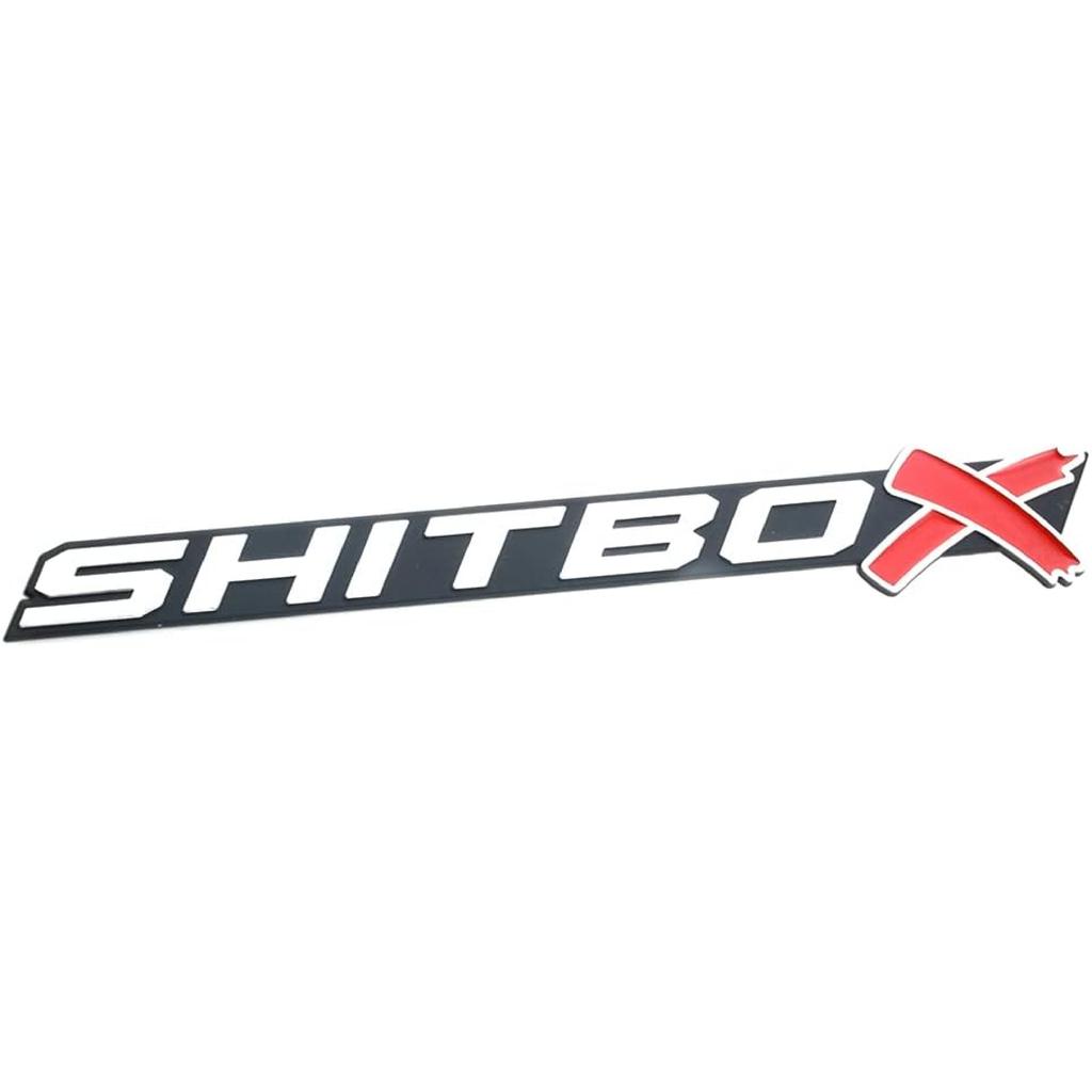 1Pcs SHITBOX Truck Exterior Emblems 3D Badge Sticker Decal Compatible with Universal Cars (Chrome Red)