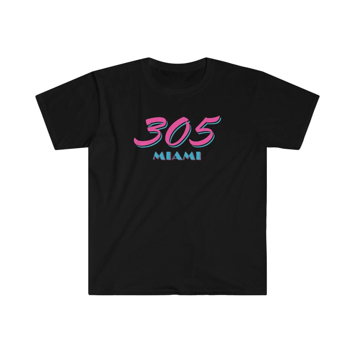 MIAMI 305 Sports Dade County Art Deco T-Shirt Dolphins Colors FL Area Code Heat S