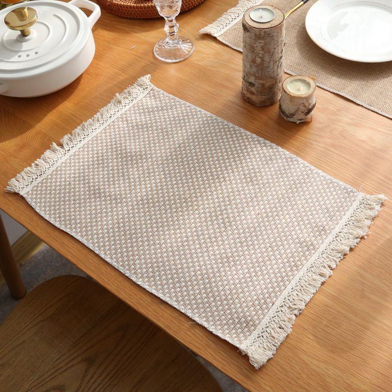 

Скандинавский стиль кисточка украшение для еды ретро ткань джут Small checkered linen tassel placemat 45*30cm