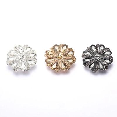 1 Stück Metallknöpfe Blume Strass Kleidungsknopf mit Öse Für Hochzeitseinladung Band Dekorative DIY Nähzubehör