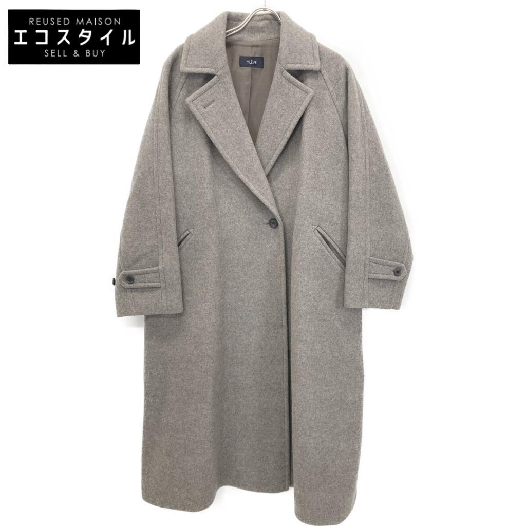 YLEVE 168-2210205 22 Years Grey SUPER 100S MELTON BELTED COAT Chesterfield Coat Coat 2 grayUsed