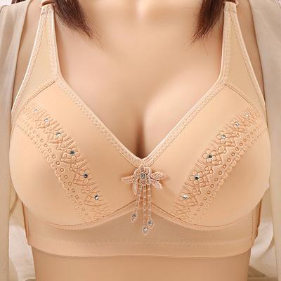Women's Elderly Fashion Underwear Thin Bra Without Steel Ring Original Front Buckle Type Anti-sagging Gathering Comfortably On The Side Beautiful Back