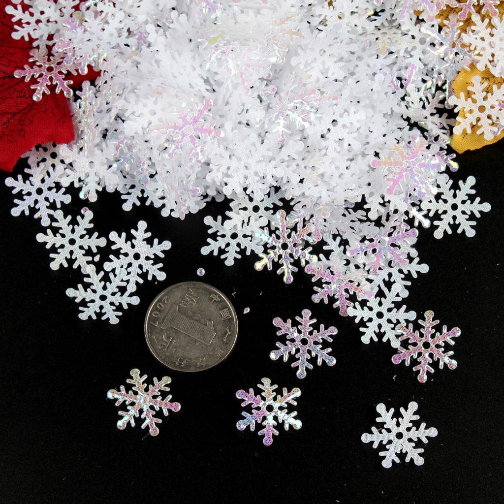300pcs Christmas Snowflakes Confetti Artificial Snow Xmas Tree Ornaments Decorations for Home Winter Party Wedding Decoration