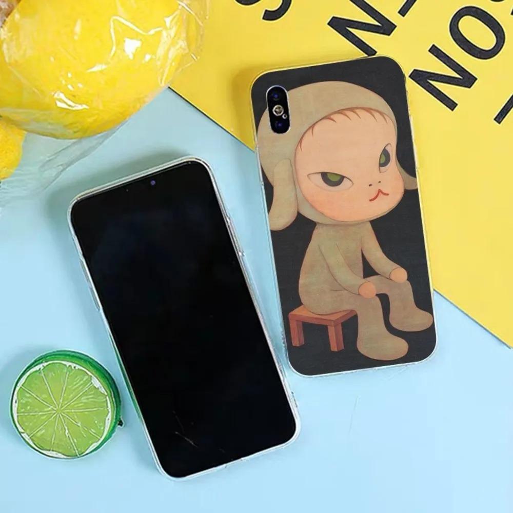 

Yoshitomo Nara Phone Case for iphone 16 15 14 13 12 11 Pro MAX 7 8 Plus Mini X XS XR SE Silicone Black Soft Cover iPhone17
