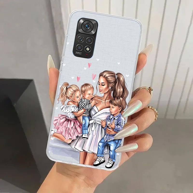 Mom Baby Girls Phone Case for Xiaomi Redmi Note Note 14 13 12S 12 11S 11 Pro Plus 11T 11E 10S 9 9S Soft Funda Print Shell Note 1