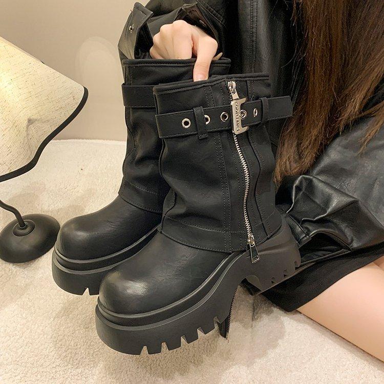 Short Trouser Boots Martin Boots Women's 2025 Autumn and Winter New Fashionable Versatile Thick-soled Explosive Boots Retro Short Boots