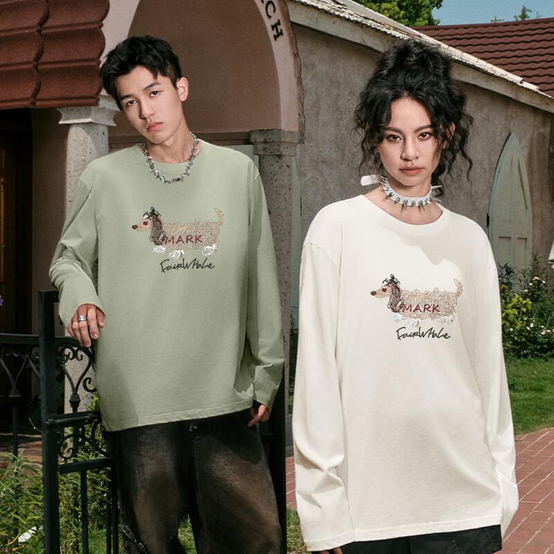 Mark Fairwhale Unisex Heavyweight Cotton Long-Sleeve Puppy Graphic T-Shirt