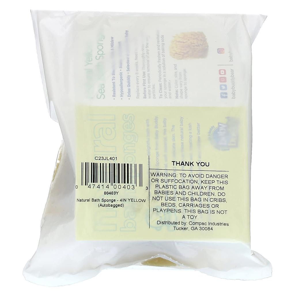 Baby Buddy Natural Yellow Sea Bath Sponge, 1 Sponge