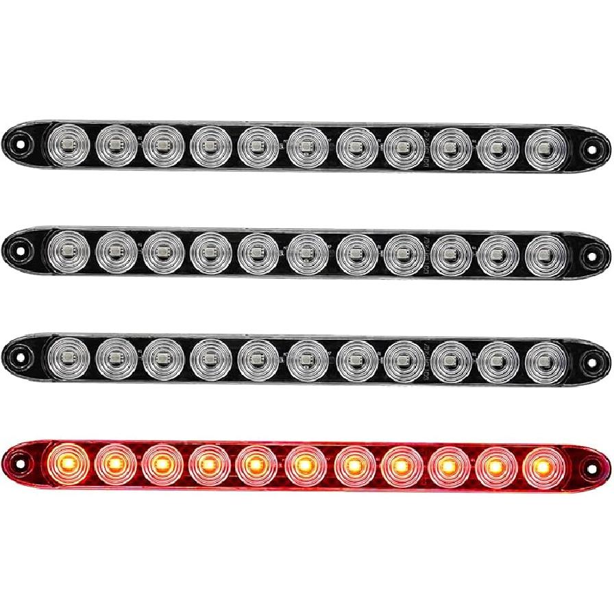 4 PCS 15.5 Red LED Trailer Tail Light Bar Red Clear Lens Stop Turn Tail Lights Park Third 3Rd Brake Light Truck Trailer RV Marker Identification 15inch