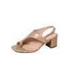 Square Open Toe Heels for Women Slip on Block Chunky Heel Sandals With Ankle Strap Summer Flip Flop Thong Sandals Women's Low Heeled Dress Shoes Pumps