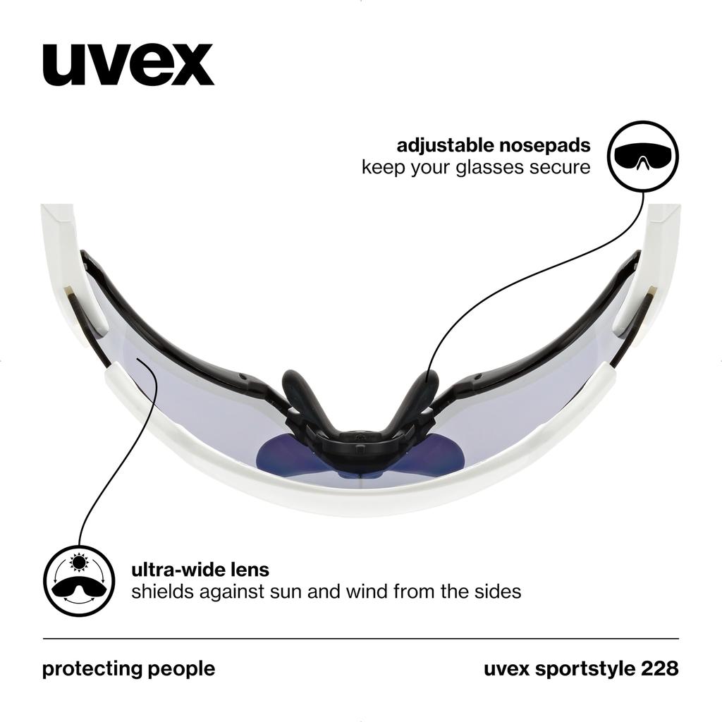uvex Sports Sunglasses UV400 Mirror Lens Sportstyle 228 (Uvex) Anti-fog Cycling/Outdoor White/Black (Mirror Red)