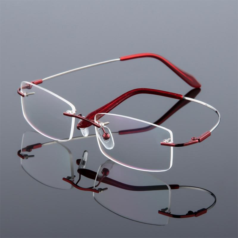 Blaulichtblockierende Titanlegierung Randlose Quadratische Kurzsichtigkeitsbrille Damen Herren Randlose Korrektionsbrille 0 -0.5 -0.75 Bis -6.0