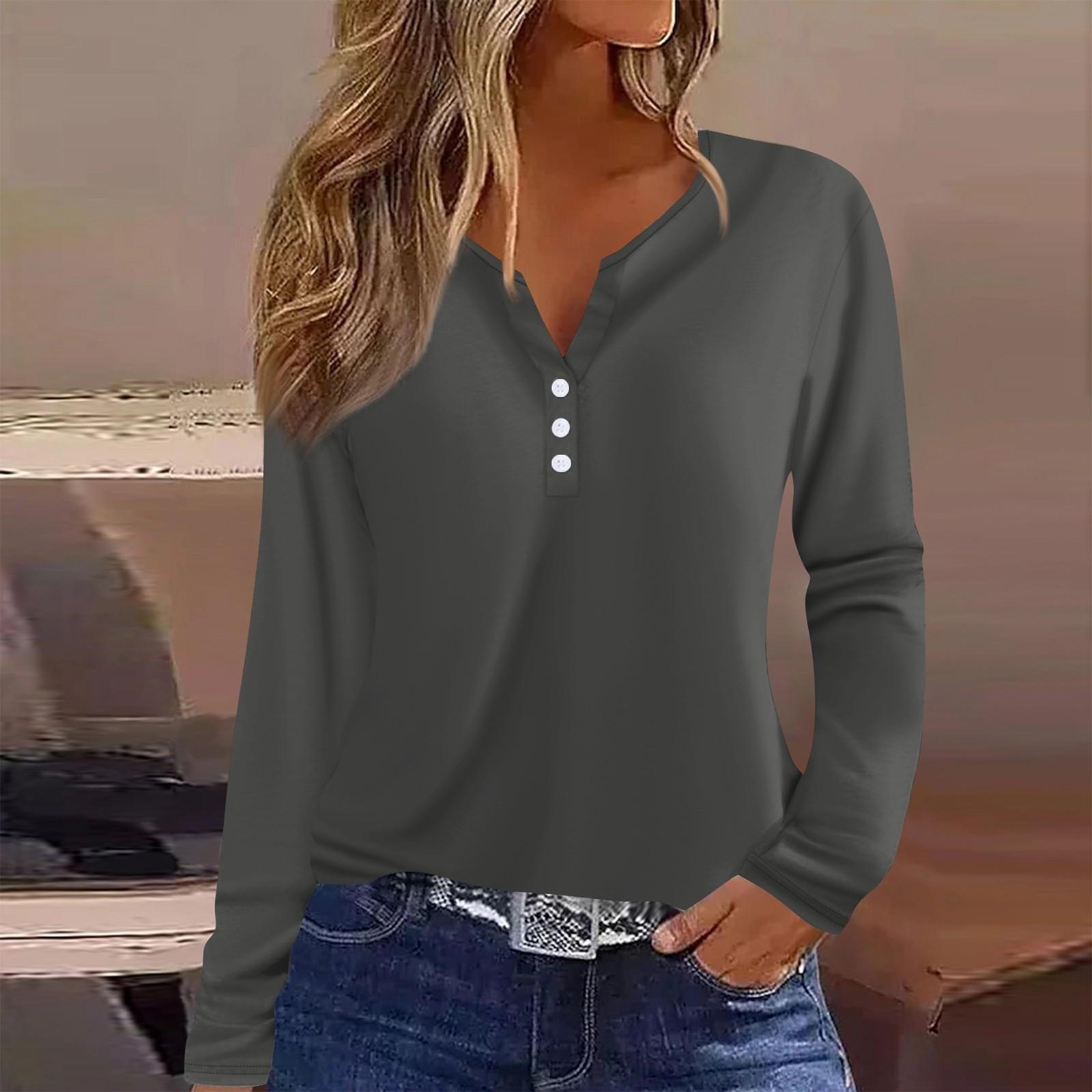 Жен. Футболка Футболка на пуговицах с длинным рукавом Повседневные Выходные Мода — фото 8