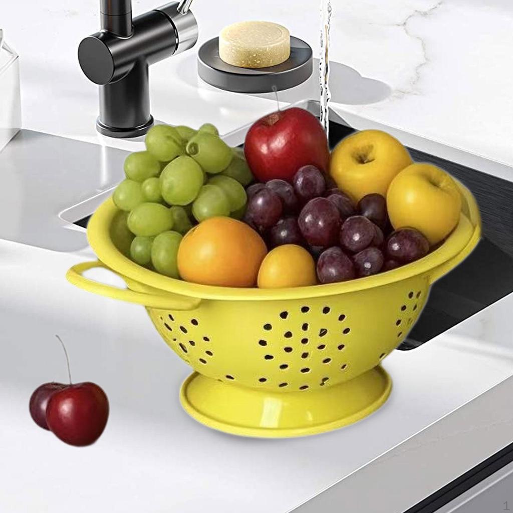 Fruit Bowl Vegetable Strainer Enamel Coated Self Draining Colander Basket Drainage for
