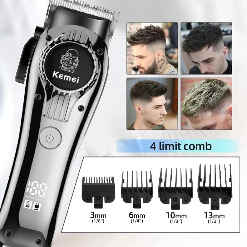 Kemei KM-1708 Professional Electric Barber Hair Clipper Rechargeable Hair Trimmer  Beard Razor Cordless Men Hair Cutting Machine