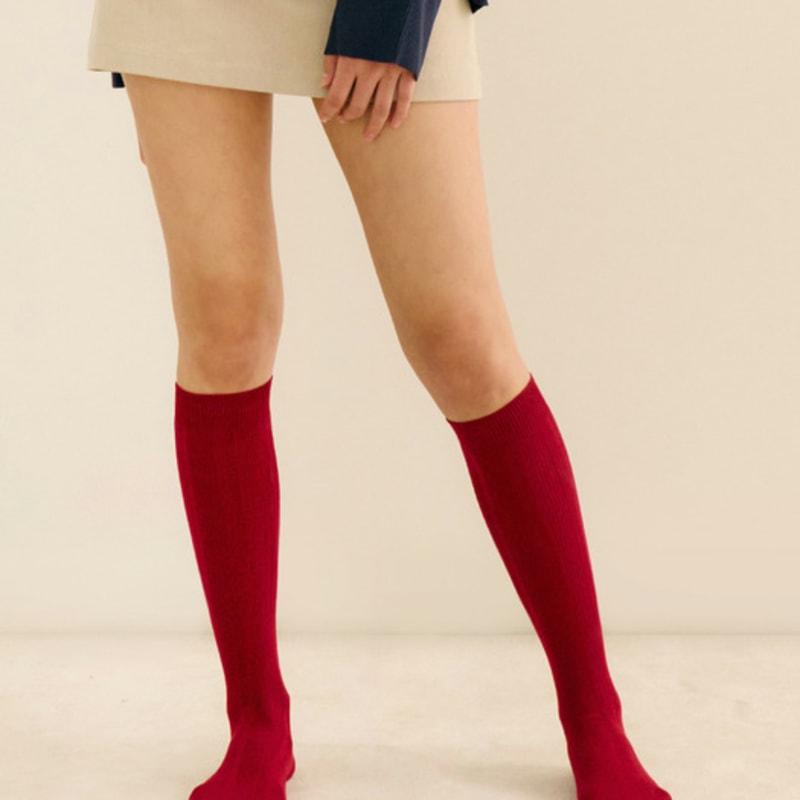 MARUN5 [1+1] Generous Texture Knee Socks 2-Pack Set