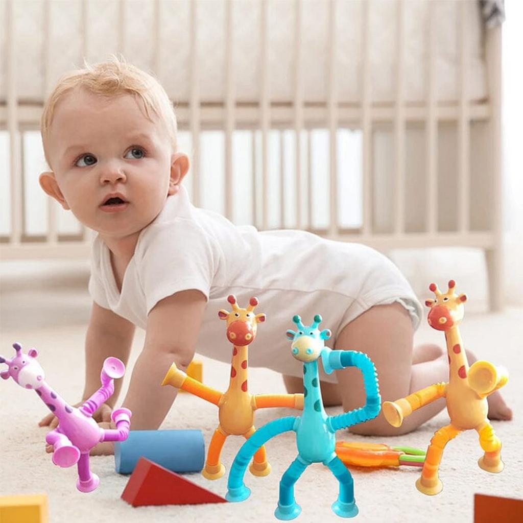 Telescopic Suction Cup Giraffe Toy, Ever Changing Giraffe Educational Stress Relief Toy, Parent-Child Interactive Decompression Toy