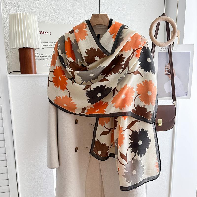 Oversized Korean Linen Shawl Dual-purpose Silk Scarf Travel Photo Sun Protection Beach Towel Extended Scarf Women's Versatile