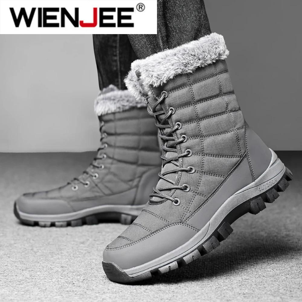 Men New Cotton Shoes Waterproof and Cold Proof Long Boots for  Men Outdoor with Thick Velvet and Warmth Snow Boots Big Size