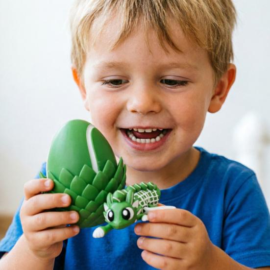 Flexible Sports Ball Dragon And Egg, Articulated Dragon Fidget Toy, 3D Printed Egg with Winged Dragon Inside, Stress Relief Desk Toy