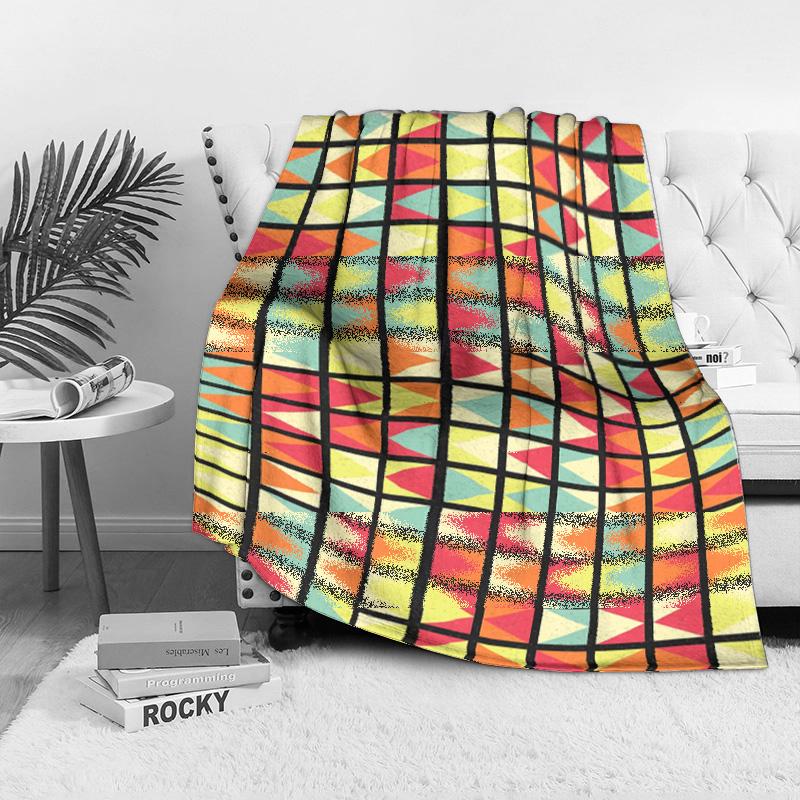 Geometric Pattern Blanket Sofa Bed Throw Soft Fleece Bedspread Decorative Throw Blanket for Living Room Bedroom