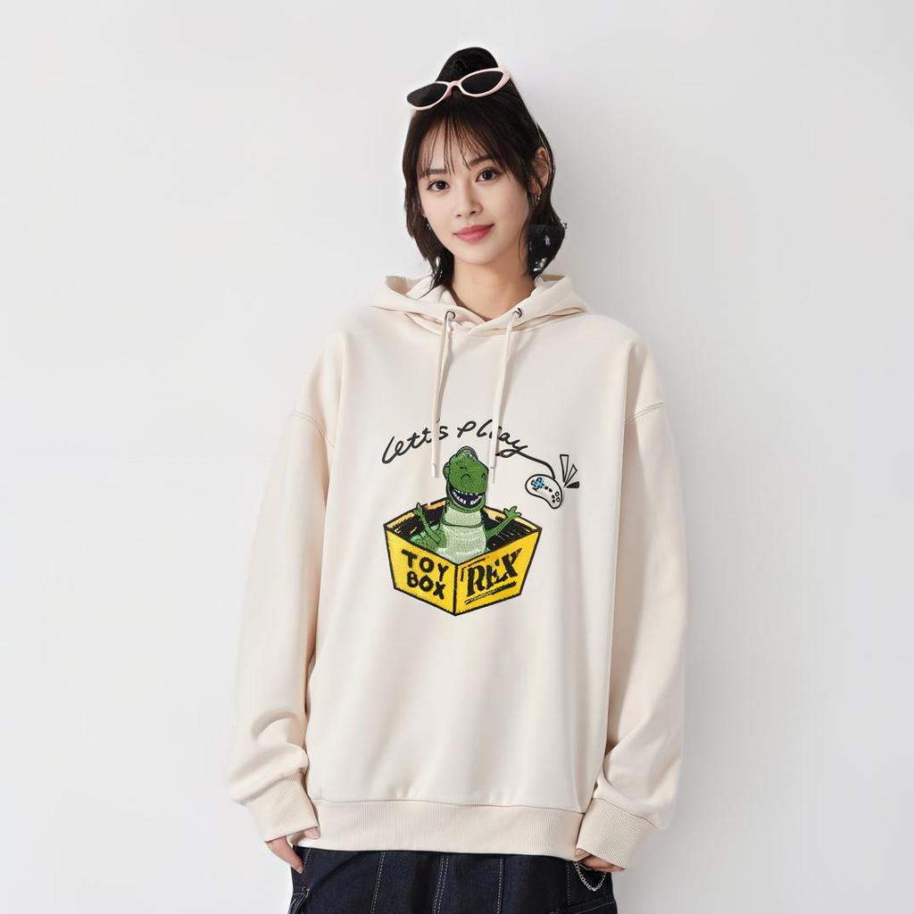 Li Ning X Disney Collaboration Sports Lifestyle Series Hugging Dragon Series Printed Letter Comfortable Breathable Loose Hoodie Women Hoodie AWDU494-3