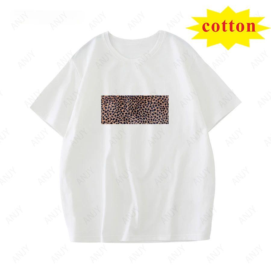 Personality Leopard Print Pattern Fashion Streetwear Summer Everyday Unisex Unisex Universal Shortsleeved Tshirt Round Neck