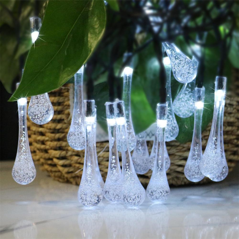 Solar Powered Water drop Lights String Multicolor LED Outdoor Christmas Decor for Christmas Tree Holiday Wedding Party 881