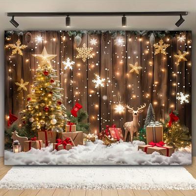 1 Christmas Photography Background - Snow and Winter Scenery No Need for Electricity Easy To Hang and Set Up