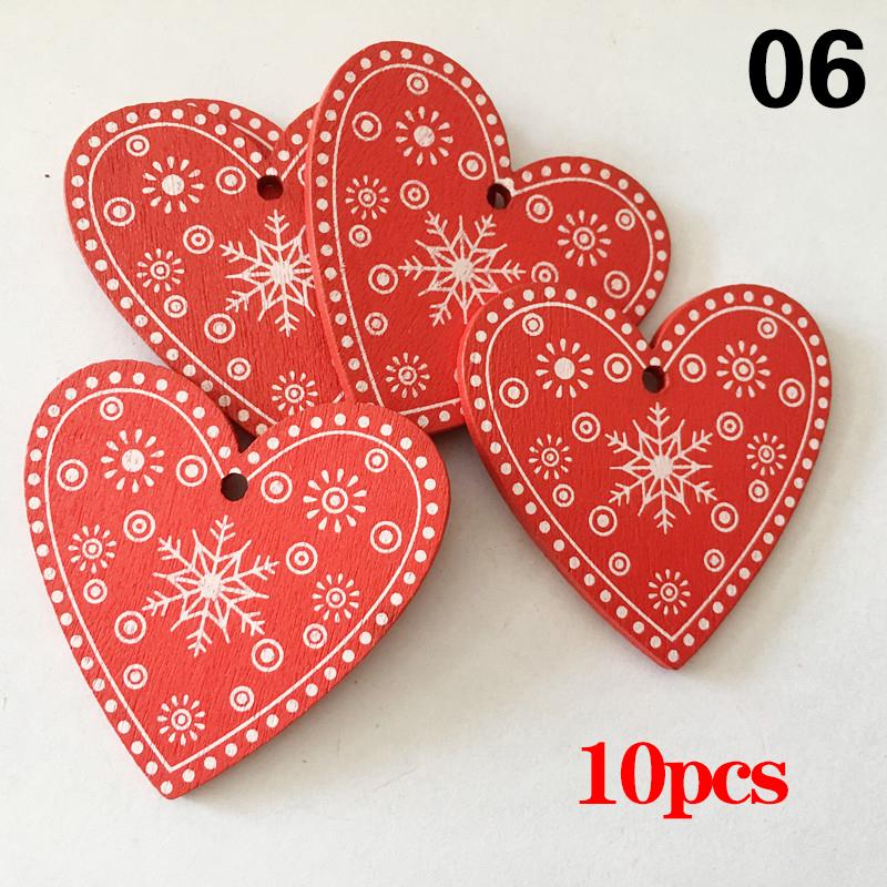 10PCS/Set Natural Wooden Christmas Ornaments Hanging Pendants Snow Elk Chirstmas Tree