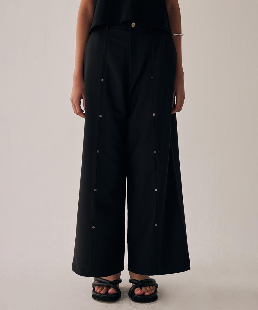 Teulimingbeodeu Rivet Slit Trouser [ Black ]