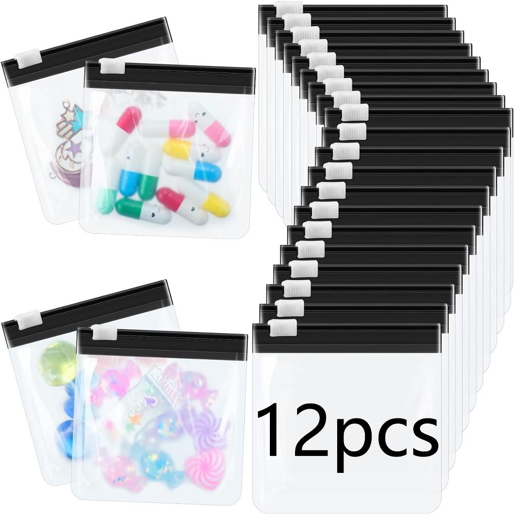 

12pcs/bag Anti-oxidation Self Sealing Bag Multi-purpose Travel Pill Bags for Pill Bracelet Ring чёрный