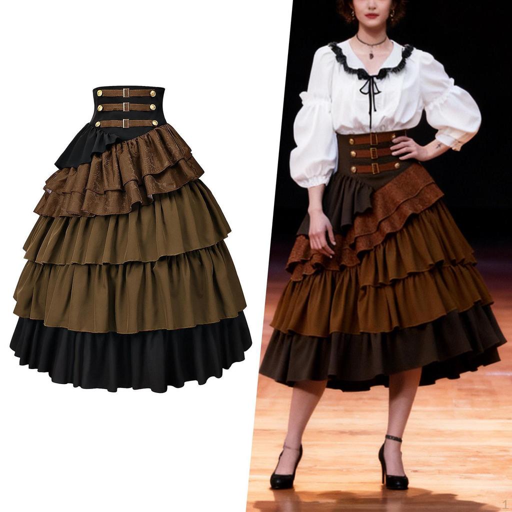 Women's Steampunk Gothic Skirt Halloween Pirate Costume for Christmas Role Play