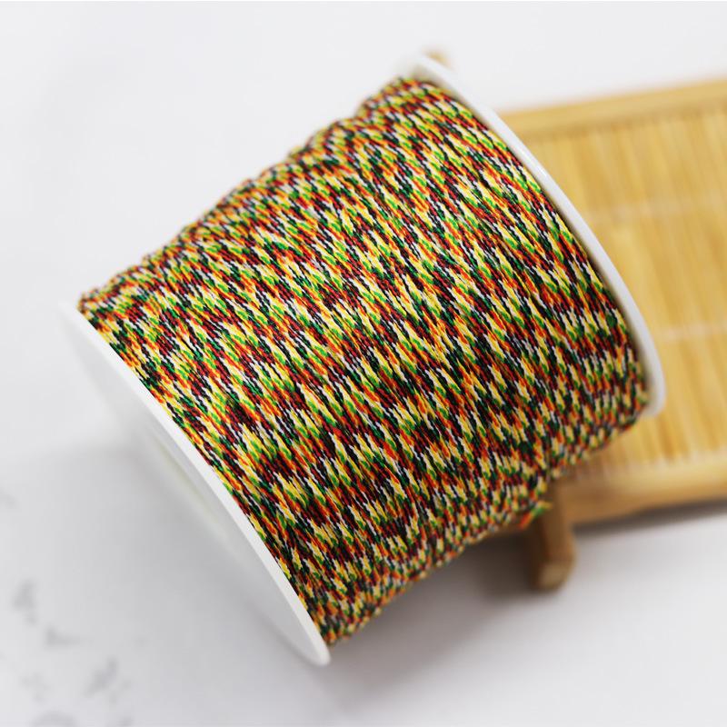 Jade Thread No. 72 Colorful Braided Bracelet with Gold Wengwan Beads 50g