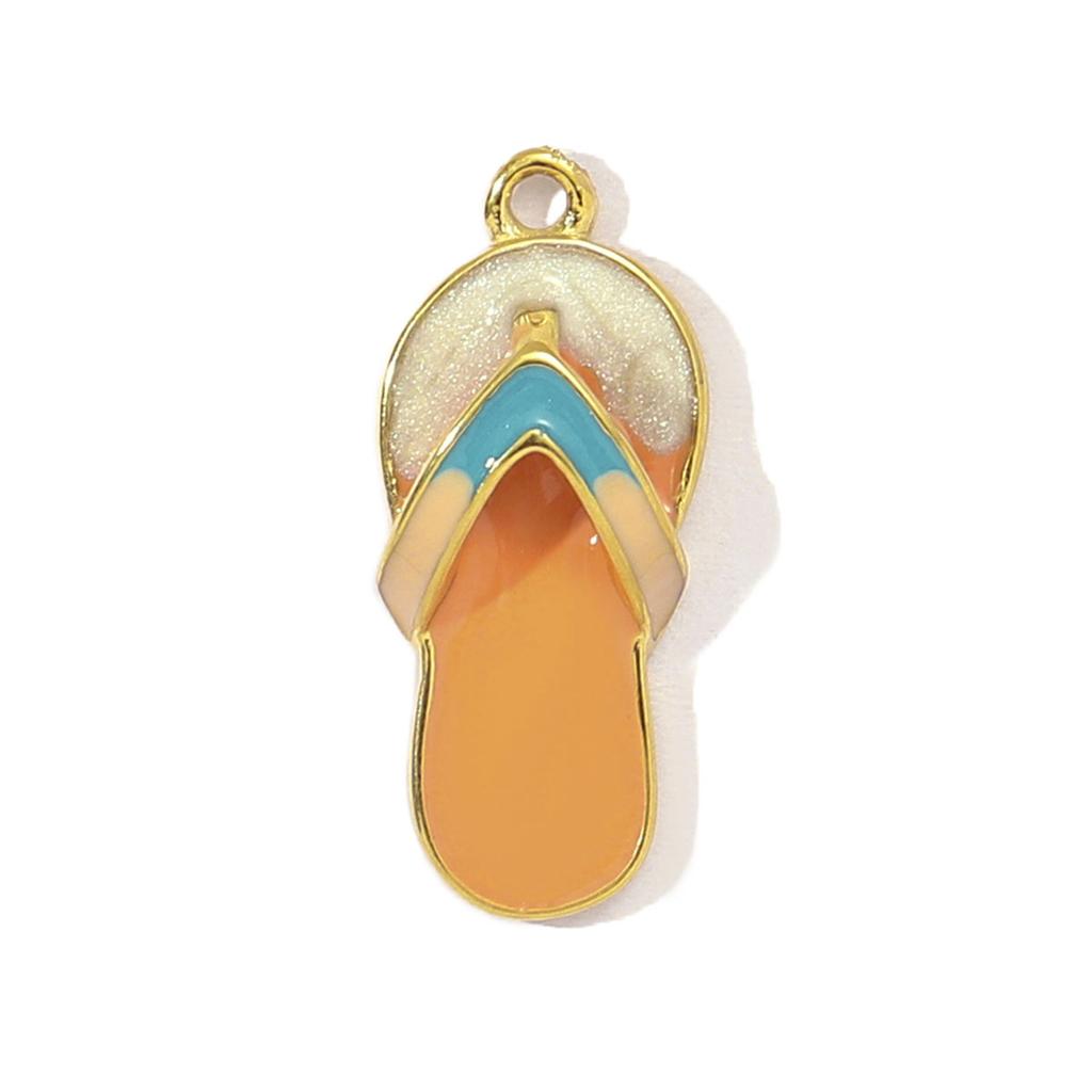 3pcs/Lot Stainless Steel Enamel Palm Flip Flop Shell Diy Charm Women Watermelon Strawberry Necklace Pendant Summer Ocean Jewelry