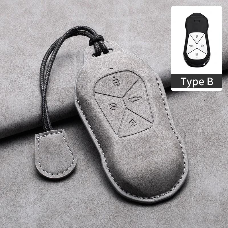 Leather Car Remote Key Case Cover for Xiaopeng Xpeng P5 P7 G3 G6 G9 G3i 2021 2022 Car Key Fob Shell Holder Keychain Accessories