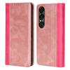 For Sony Xperia 1 VII Case Calf Texture 3 Card Slots Color Splicing Leather Phone Cover