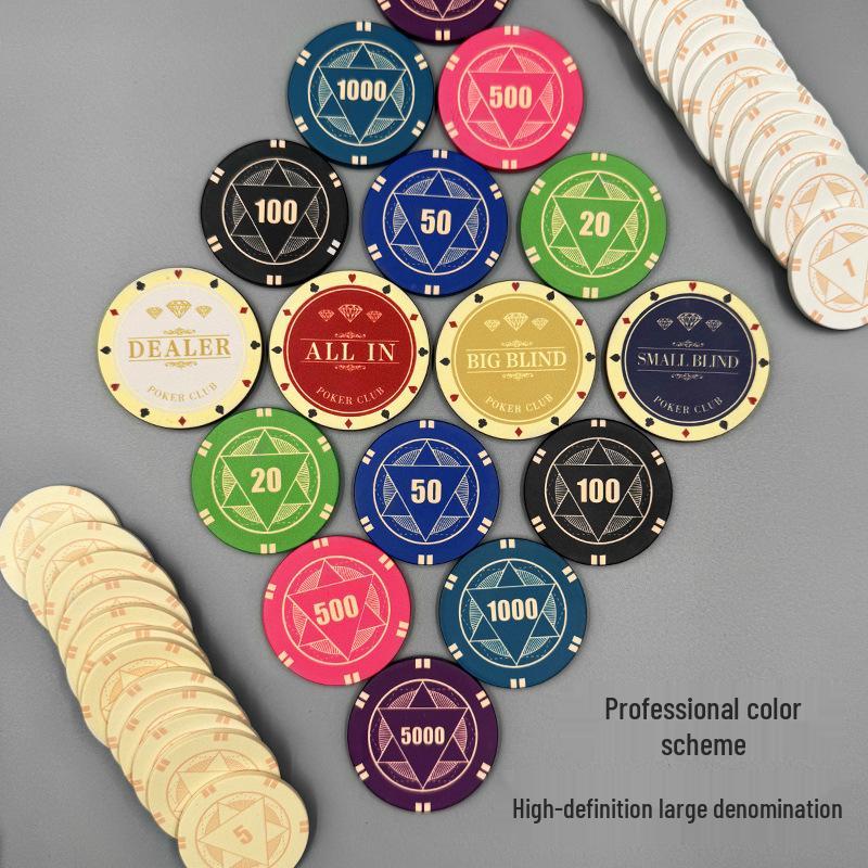 Texas Hold'em High-End Ceramic Poker Chip Set with Professional K Box for Card Rooms