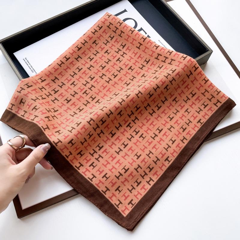 Retro Cotton And Linen Herringbone Pattern Small Square Scarf Silk Scarf Versatile Square Scarf Belt Silk Scarf Clothing With Neck Scarf