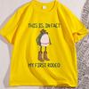 Funny Cowboy Frog with My First Rodeo Graphic T Shirts Soft Loose Cotton Short Sleeve Tshirt Comfortable High Quality Clothes