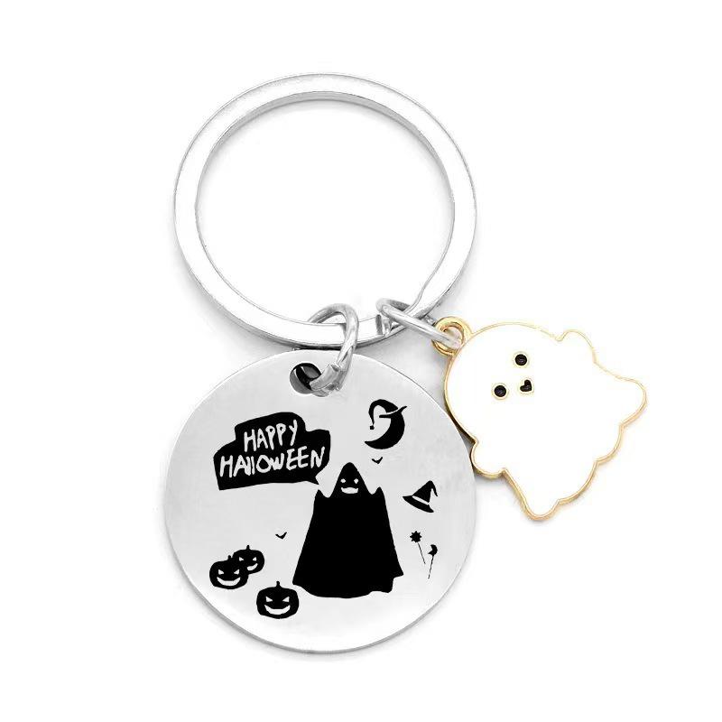 Stainless Steel Halloween Pumpkin Ghost Keychain Pendant