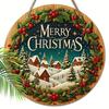 Merry Christmas Wooden Sign with Snow House Pattern - Navidad Wooden Sign for Front Door, Yard, Balcony, Window Decor - Ideal Christmas Gift